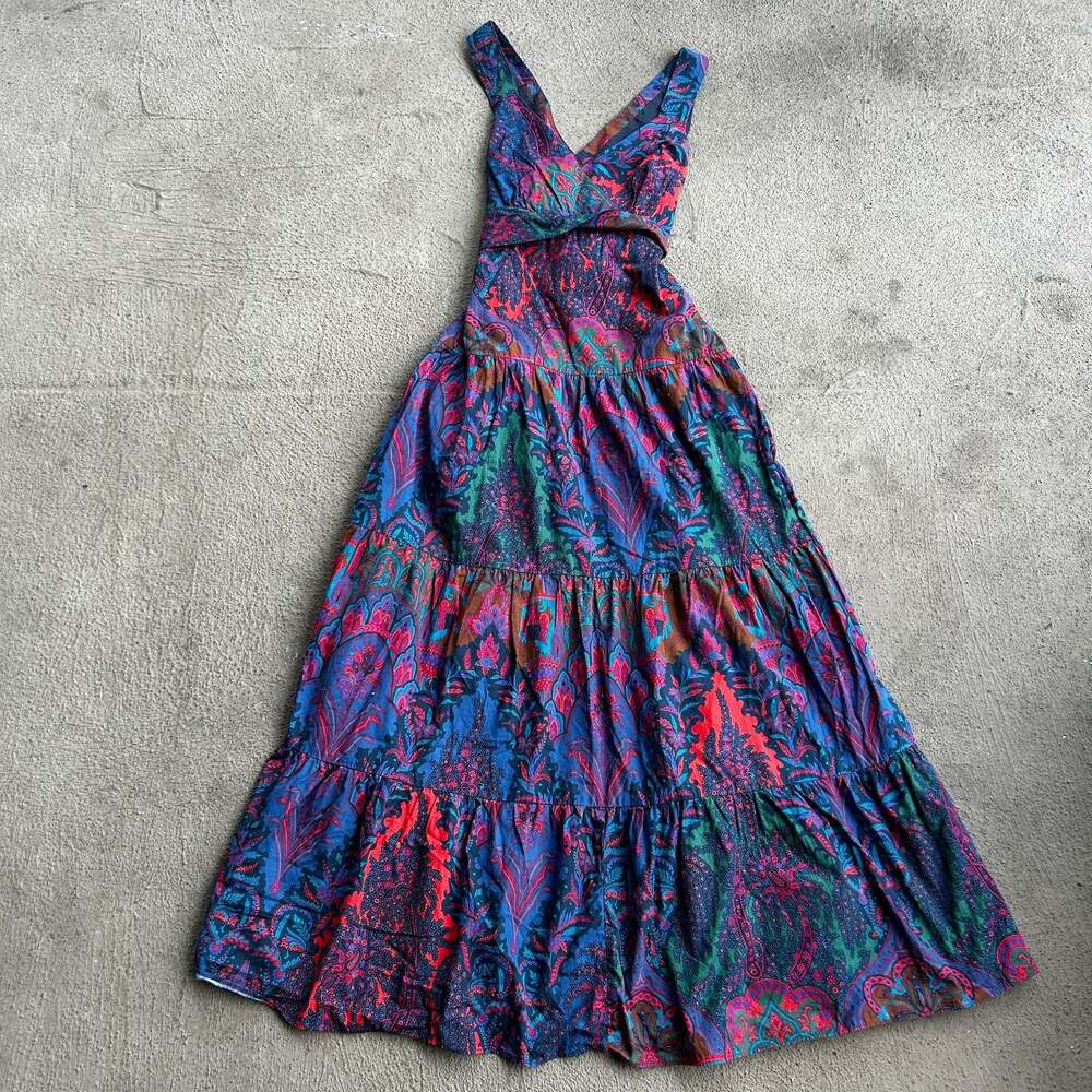 J.Crew Sleeveless Tiered Maxi Dress in Ratti Scarf Paisley Print Size 6